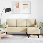 vidaXL 3-Zits L-vormige Bank in Crème 160 cm Stof, Huis en Inrichting, Zetels | Zetels, Verzenden, Nieuw