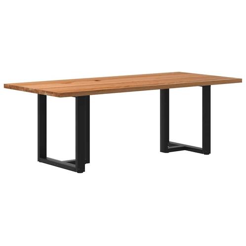 vidaXL Eettafel rechthoekig 220x100x74 cm massief eikenhout, Huis en Inrichting, Tafels | Eettafels, Nieuw, Verzenden