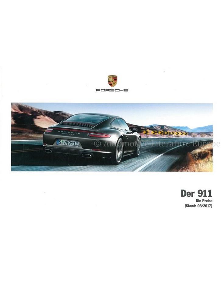 2018 PORSCHE 911 PRIJSLIJST DUITS, Livres, Autos | Brochures & Magazines