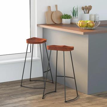 vidaXL Barkrukken 2 st Gavin 50x40x78 cm massief mangohout, Huis en Inrichting, Verzenden, Nieuw