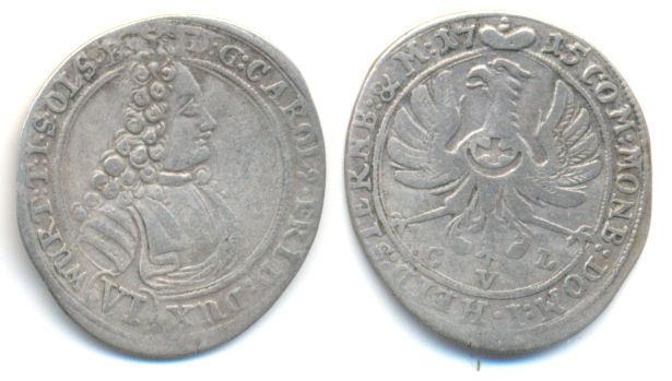6 Kreuzer 1715 Clv Öls Wuerttemberg Öls: Carl Friedrich,.., Postzegels en Munten, Munten | Europa | Niet-Euromunten, België, Verzenden