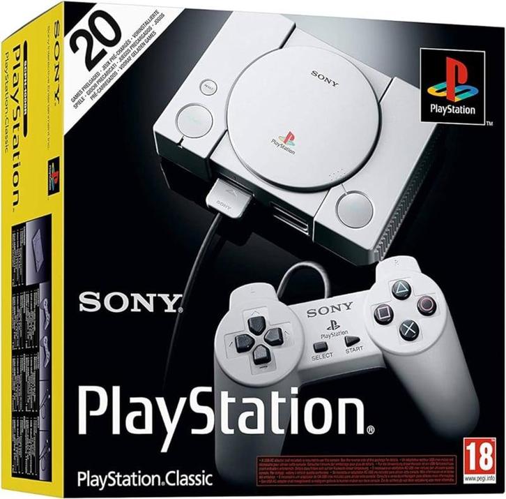 Playstation Classic Mini Console (2 Controllers) in Doos, Games en Spelcomputers, Spelcomputers | Sony PlayStation 1, Zo goed als nieuw