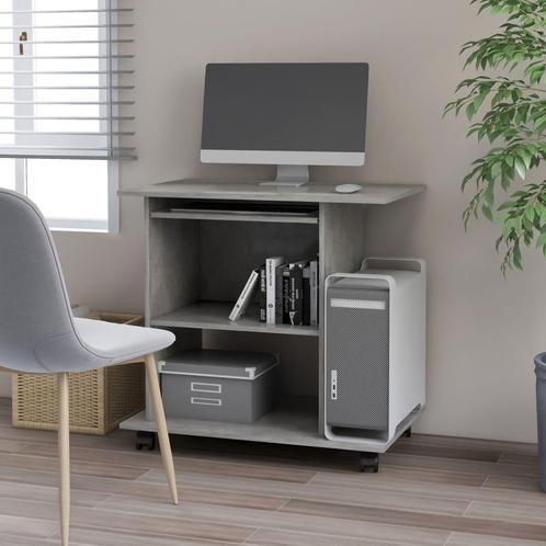 vidaXL Computerbureau 80x50x75 cm bewerkt hout betongrijs, Huis en Inrichting, Bureaus, Nieuw, Verzenden
