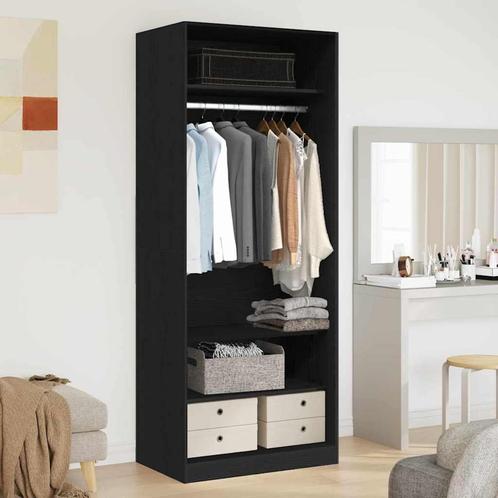 vidaXL Kledingkast Zwart eikenhout 80 x 50 x 200 cm Bewerkt, Huis en Inrichting, Kasten | Kleerkasten, Nieuw, Verzenden