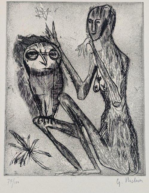 Germaine Richier (1902 - 1959) - La Mante with Owl, Antiek en Kunst, Antiek | Overige Antiek