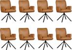 Set van 8 Leren eetkamerstoelen - draaibaar - automatisch, Overige kleuren, Nieuw, Ophalen of Verzenden, Vijf, Zes of meer stoelen