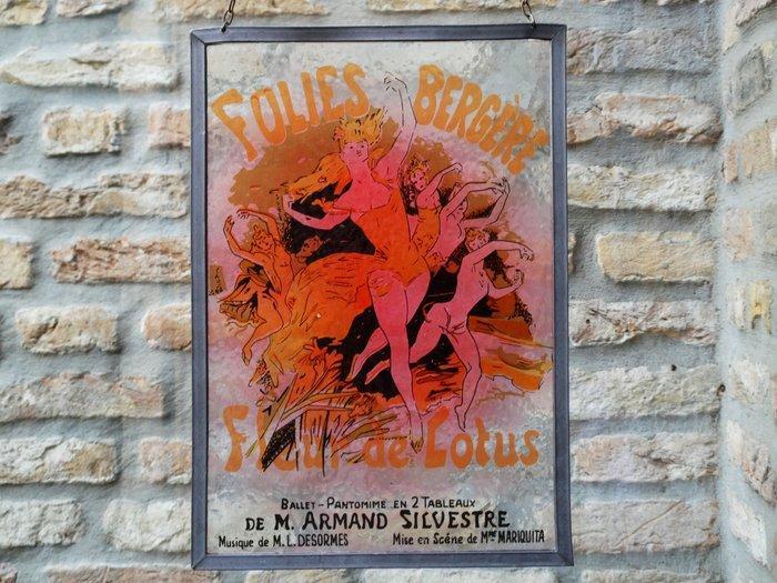 Art Nouveau Glas-in-loodraam - Naar Jules Chéret (French,, Antiek en Kunst, Curiosa en Brocante