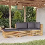 vidaXL Salon de jardin 3 pcs avec coussins Bois de teck, Tuin en Terras, Verzenden, Salons de jardin