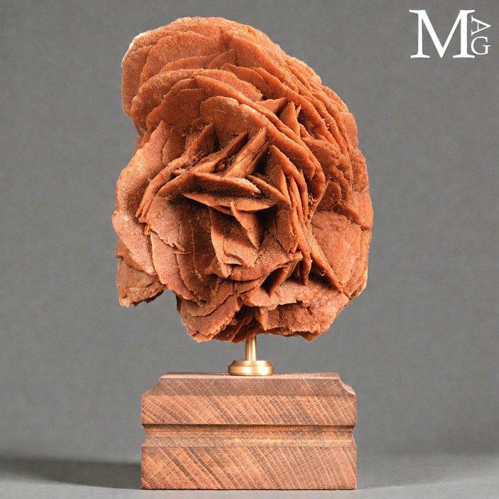 Woestijnroos op houten standaard - Seleniet - Bariet -, Verzamelen, Mineralen en Fossielen