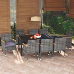 vidaXL 9-delige Tuinset met kussens poly rattan grijs, Tuin en Terras, Verzenden, Nieuw, Tuinset