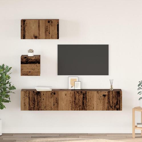 vidaXL Wand TV Kast met plank 4 pcs Oude hout 30.5 x 30 x 30, Huis en Inrichting, Kasten |Televisiemeubels, Nieuw, Verzenden