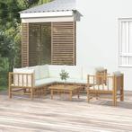 vidaXL 7-delige Loungeset met kussens bamboe crèmewit, Tuin en Terras, Verzenden, Nieuw, Loungeset
