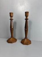 Kandelaar - Hout - Twee Houten Kandelaren in Amsterdamse