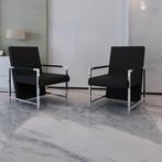 vidaXL Fauteuils 2 st met chroom frame kunstleer zwart, Huis en Inrichting, Fauteuils, Verzenden, Nieuw
