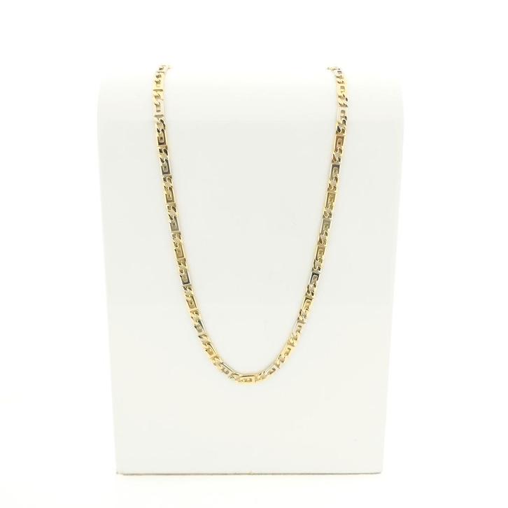 Bicolor gouden marine schakel ketting; Heren | 52,5 cm, Handtassen en Accessoires, Kettingen, Overige kleuren, Gebruikt, Goud