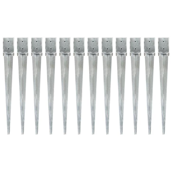 vidaXL Grondpinnen 12 st 10x10x91 cm gegalvaniseerd staal, Caravans en Kamperen, Kampeeraccessoires, Nieuw, Verzenden