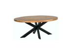 Veiling - Eettafel mangohout ovaal 160x80cm incl zwarte spin, Nieuw