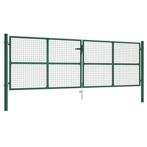 vidaXL Gaaspoort 390x125 cm staal groen, Tuin en Terras, Tuinpoorten, Nieuw, Verzenden