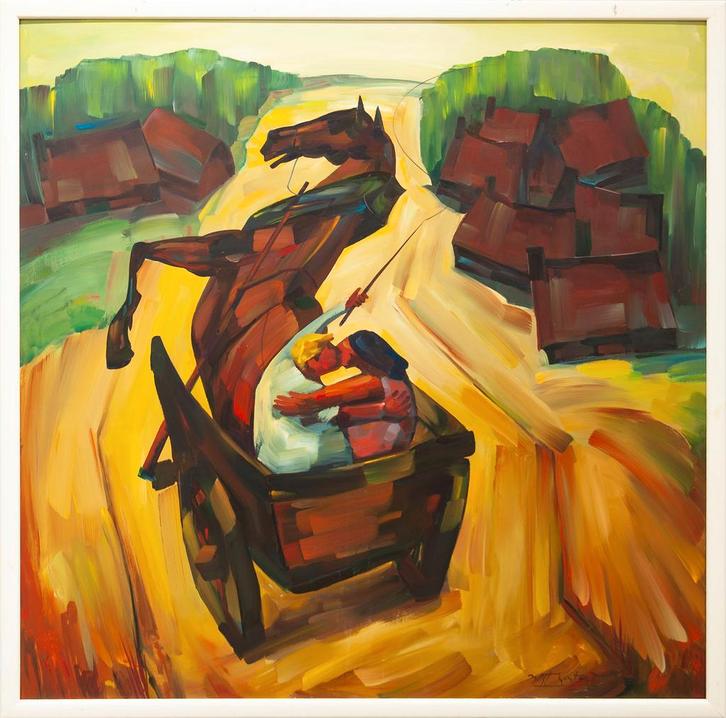 Verliefd in de kar – Nest Martens (1925–2024), Antiek en Kunst, Kunst | Schilderijen | Klassiek, Ophalen of Verzenden