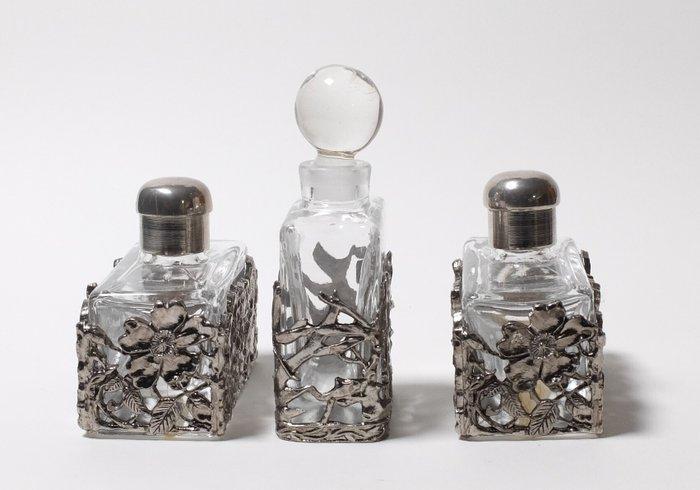 Frankreich - Parfumfles - glas, metaal - 3 Flacons, Antiek en Kunst, Curiosa en Brocante