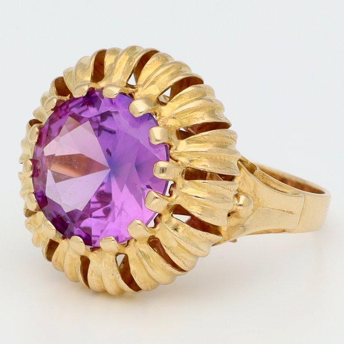 Ring - 18 karaat Geel goud - Amethist, Handtassen en Accessoires, Ringen
