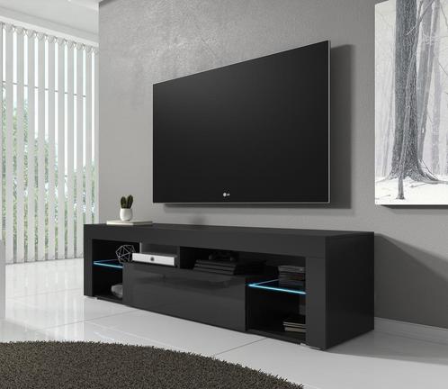 TV-Meubel - Zwart - 140x35x50 - TVKast - Modern met led, Maison & Meubles, Armoires | Mobilier de télévision, Envoi