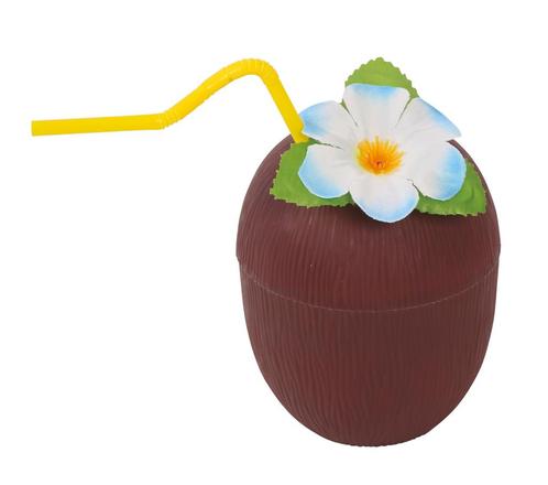 Kokosnootglas Rietje En Bloem, Hobby en Vrije tijd, Feestartikelen, Nieuw, Verzenden