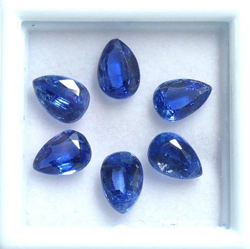 6 pcs  Cyanite bleu médium à intense - pas de prix de, Handtassen en Accessoires, Edelstenen