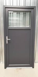PVC Deur antraciet 98 x 200 vol paneel, 1/2 en 1/3 glas, Doe-het-zelf en Bouw, Deuren en Vliegenramen, 80 tot 100 cm, Nieuw, Ophalen of Verzenden
