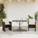 vidaXL 3-delige Bistroset met kussens poly rattan bruin, Tuin en Terras, Tuinsets en Loungesets, Verzenden, Nieuw