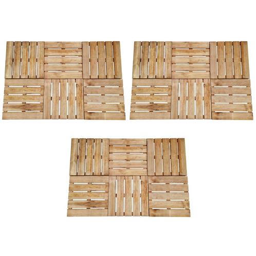vidaXL 18 st Terrastegels 50x50 cm hout bruin, Bricolage & Construction, Planches & Dalles, Envoi