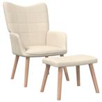 vidaXL Relaxstoel met voetenbank stof crèmekleurig, Nieuw, Verzenden
