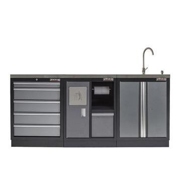 Werkbank set met MDF werkblad met RVS plaat omkleed - 6