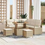 vidaXL Tuinbank Set met kussen 8 pcs Beige Poly rattan, Verzenden, Nieuw