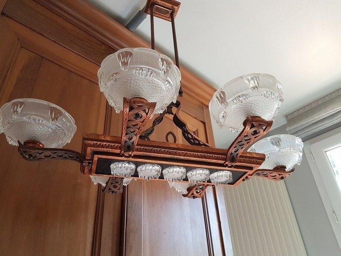 Kroonluchter - Opaline glas - Suspension Art Déco, Antiek en Kunst, Kunst | Designobjecten