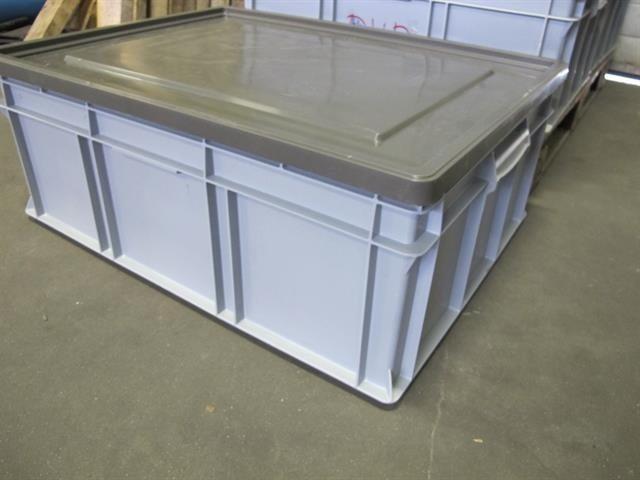 Stapelbak 80x60x32cm met oplegdeksel grijs PP gesloten, Zakelijke goederen, Horeca | Overige, Ophalen of Verzenden