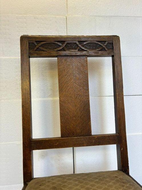 Stoel - Originele Eikenhouten Art Deco Stoel met Geometrisch, Antiek en Kunst, Curiosa en Brocante
