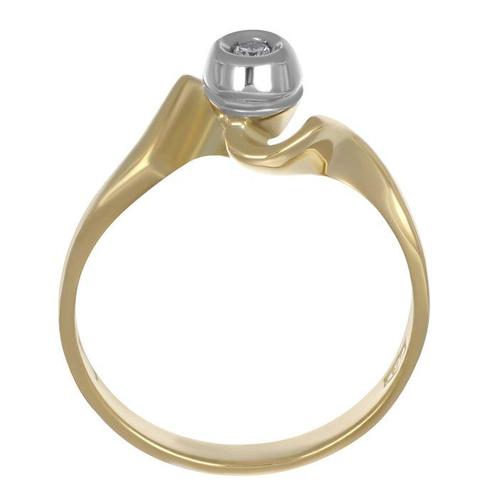 Bague - 18 carats Or blanc, Or jaune - 0.03ct. tw. Diamant, Handtassen en Accessoires, Ringen