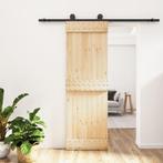 vidaXL Schuifdeur met beslag 70x210 cm massief grenenhout, Doe-het-zelf en Bouw, Deuren en Vliegenramen, Verzenden, Nieuw