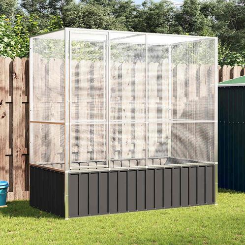 vidaXL Volière 210,5x107x212 m staal zilverkleurig, Dieren en Toebehoren, Vogels | Toebehoren, Nieuw, Verzenden