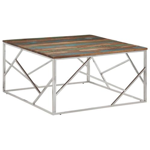 vidaXL Table basse argenté acier inoxydable/bois massif, Maison & Meubles, Tables | Tables de salon, Neuf, Envoi