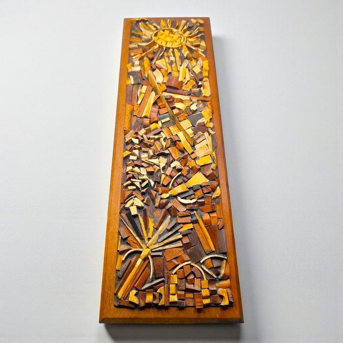 Wanddecoratie - Handcrafted Wooden Mosaic Wall Panel -, Antiek en Kunst, Curiosa en Brocante