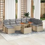 vidaXL 9-delige tuinsofa set met kussens in beige poly, Verzenden, Nieuw