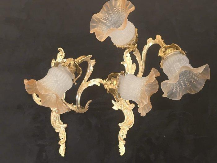 Wandkandelaar (2) - Verguld brons - Appliques Trionfo bronzo, Antiek en Kunst, Antiek | Meubels | Stoelen en Sofa's