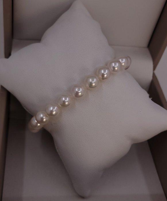 Zonder minimumprijs - Armband 7,5x8mm heldere Akoya parels, Handtassen en Accessoires, Armbanden