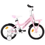 vidaXL Kinderfiets met voordrager 14 inch wit en roze, Fietsen en Brommers, Verzenden, Nieuw