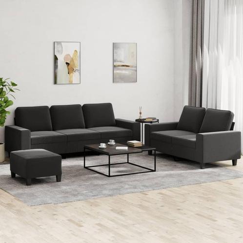 vidaXL 3-delige Loungeset stof zwart, Huis en Inrichting, Zetels | Zetels, Nieuw, Verzenden