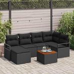 vidaXL Tuinbank Set met kussen 7 pcs Zwart Poly rattan, Tuin en Terras, Tuinsets en Loungesets, Verzenden, Nieuw