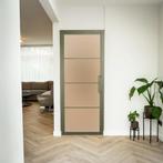 Stalen Binnendeur - Olijfgroen - 4 Vlaks - Mat glas, Doe-het-zelf en Bouw, Deuren en Vliegenramen, Minder dan 80 cm, Binnendeur