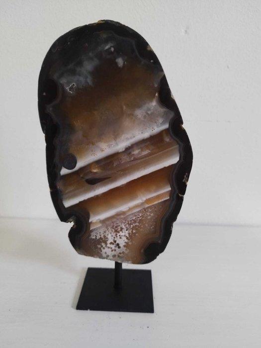 Agaat en ondersteuning - Hoogte: 20 cm - Breedte: 10 cm- 1, Collections, Minéraux & Fossiles